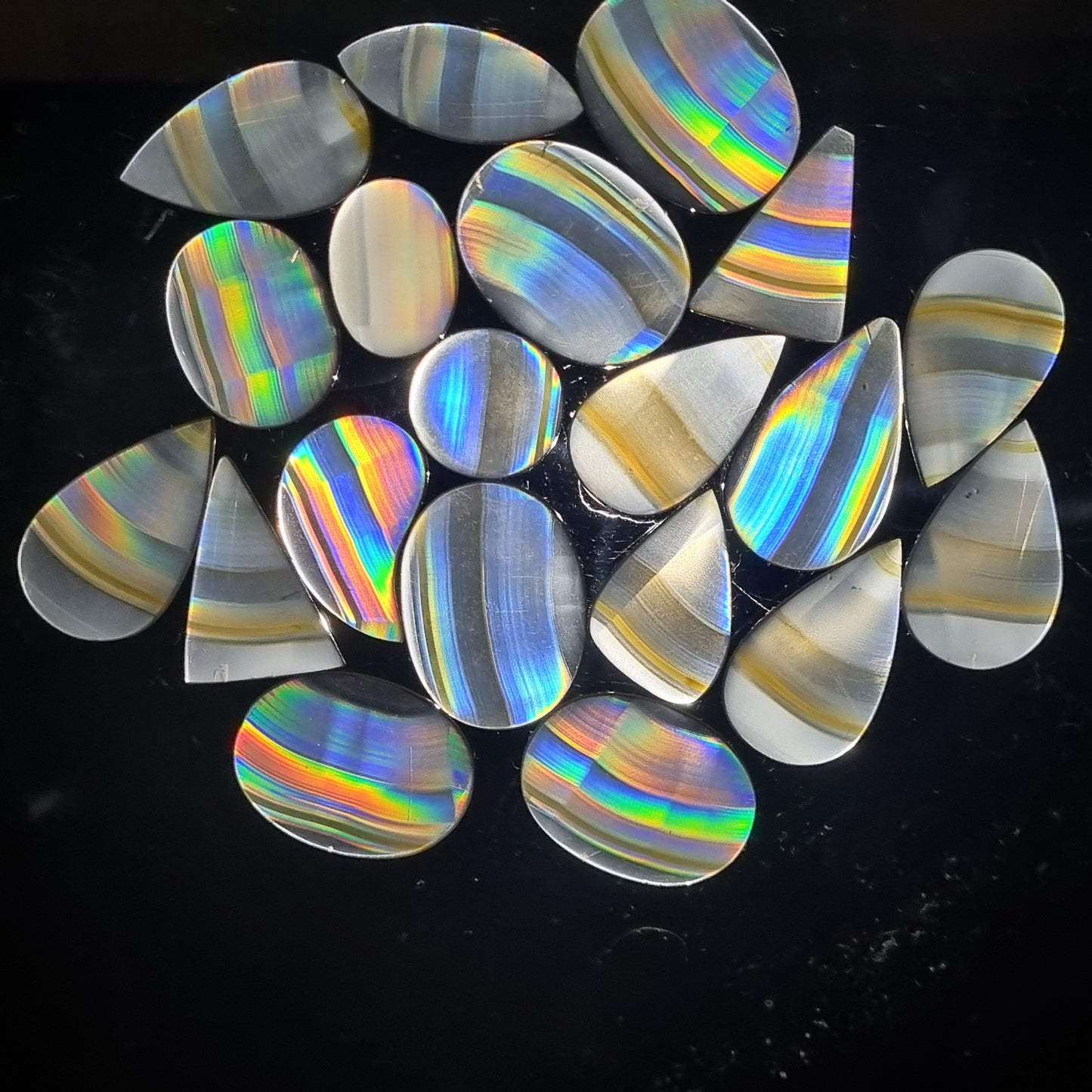 Lot 20 Pieces AAA Super Iris Rainbow Agate Cabochon - Bulk Top Quality Indonesian Iris Agate Cabochon