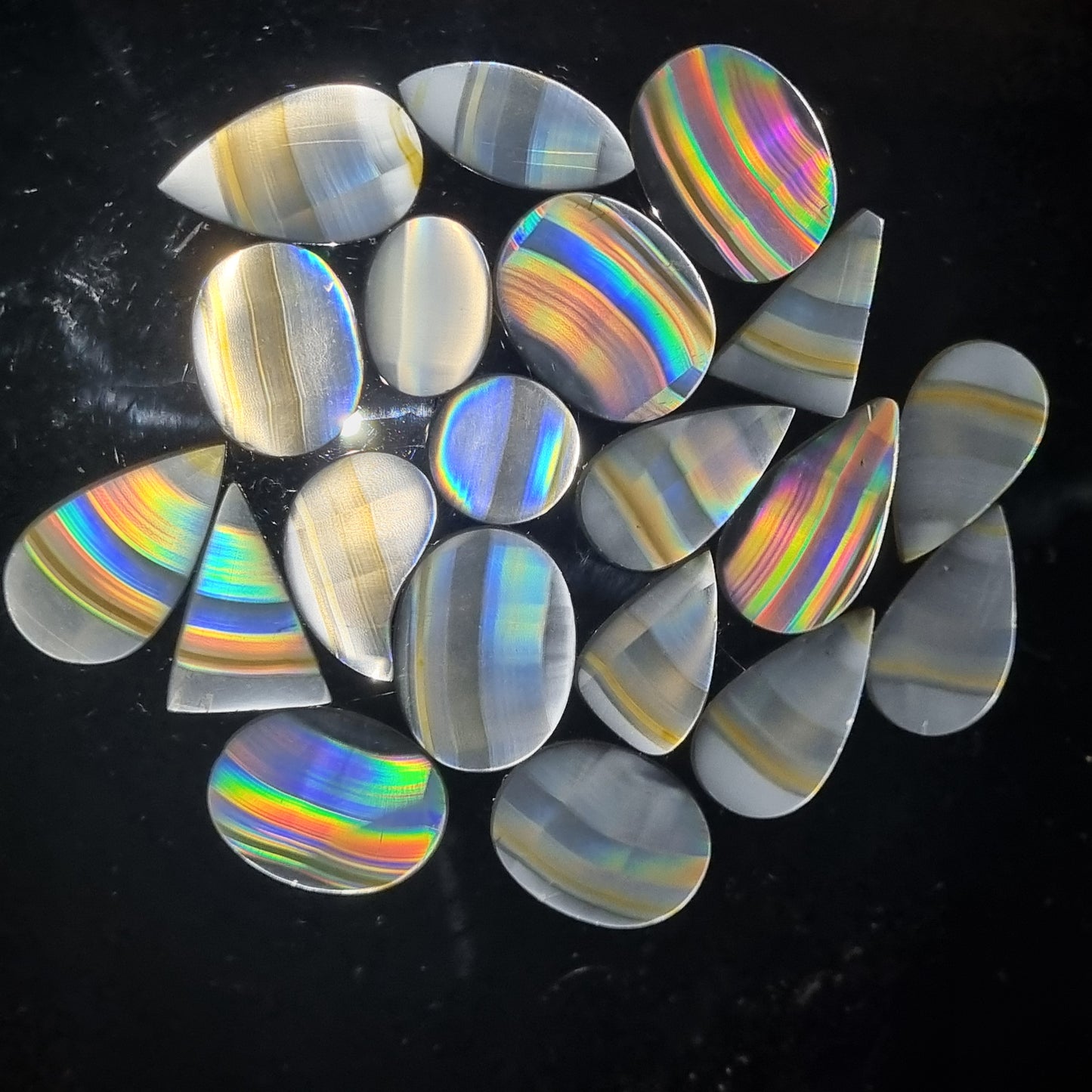 Lot 20 Pieces AAA Super Iris Rainbow Agate Cabochon - Bulk Top Quality Indonesian Iris Agate Cabochon