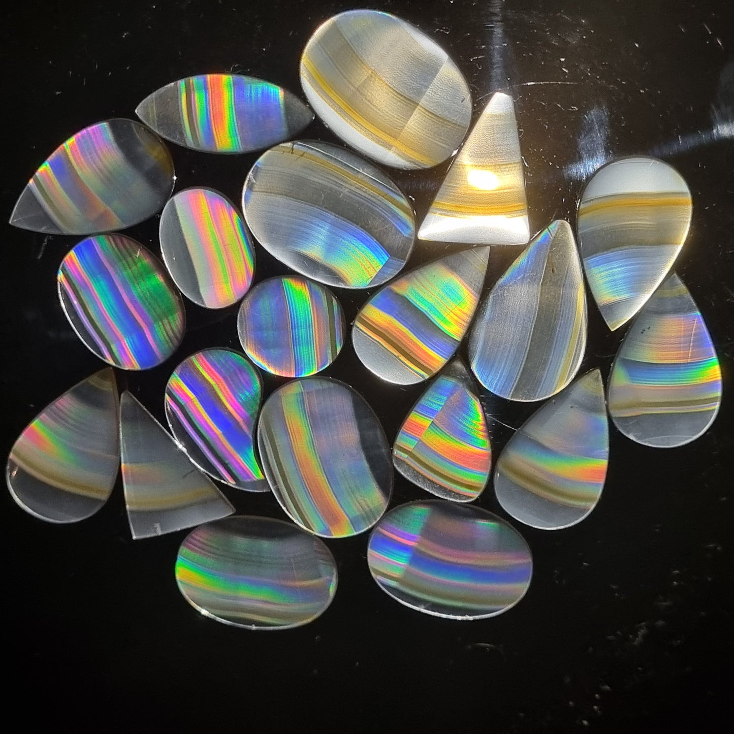 Lot 20 Pieces AAA Super Iris Rainbow Agate Cabochon - Bulk Top Quality Indonesian Iris Agate Cabochon