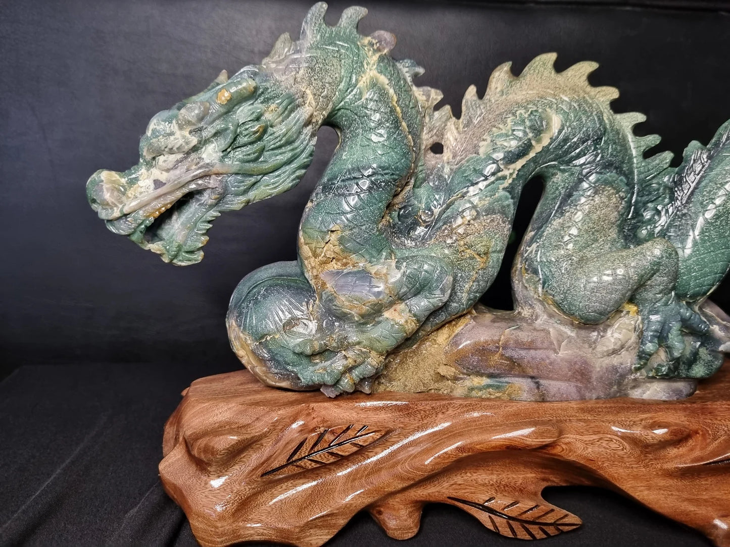 Grape Agate Dragon Carving - Incredible Art Grape Agate Carved Dragon