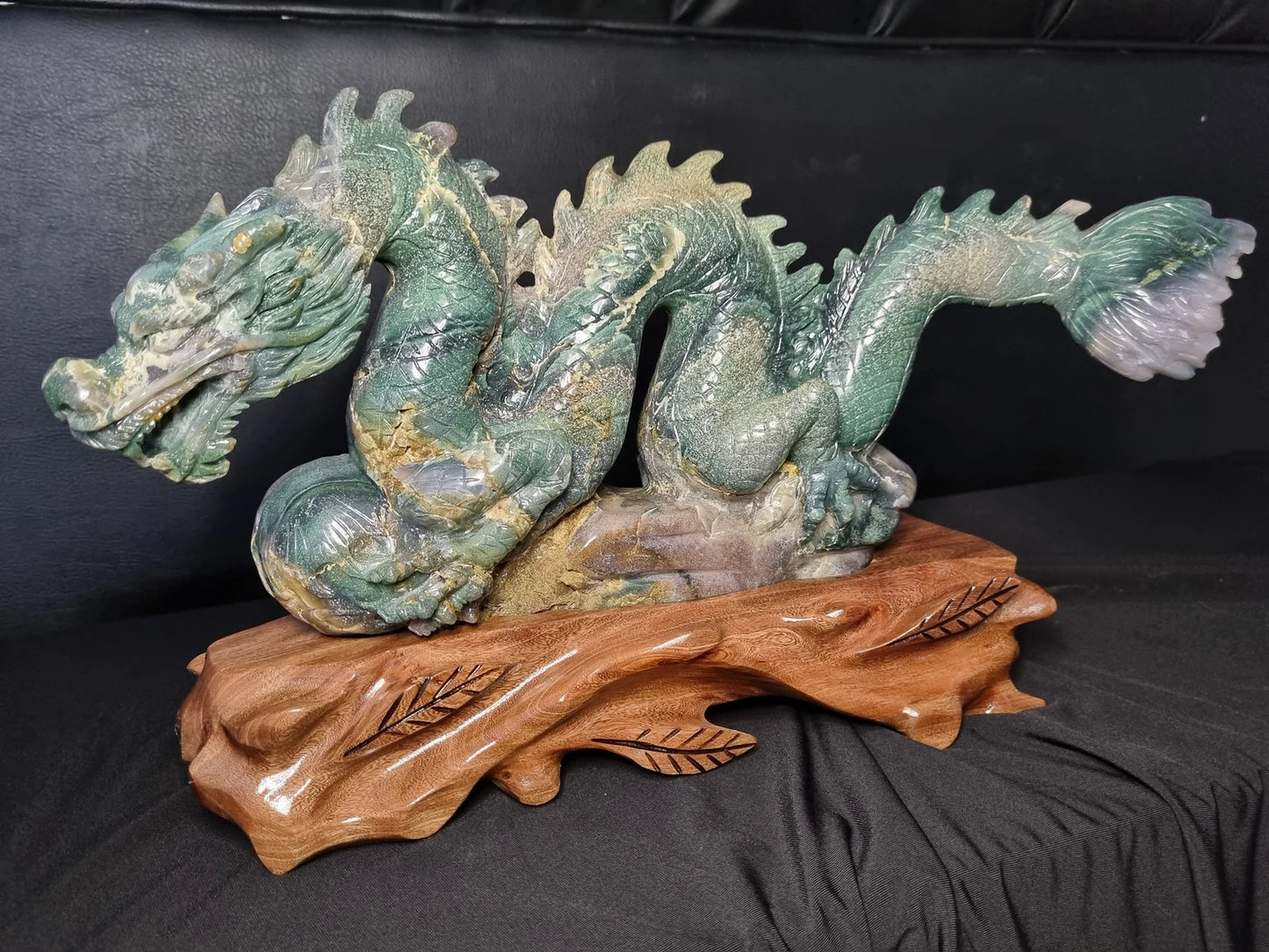 Grape Agate Dragon Carving - Incredible Art Grape Agate Carved Dragon