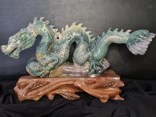 Grape Agate Dragon Carving - Incredible Art Grape Agate Carved Dragon