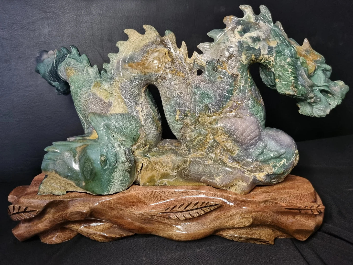 Grape Agate Dragon Carving - Incredible Art Grape Agate Carved Dragon