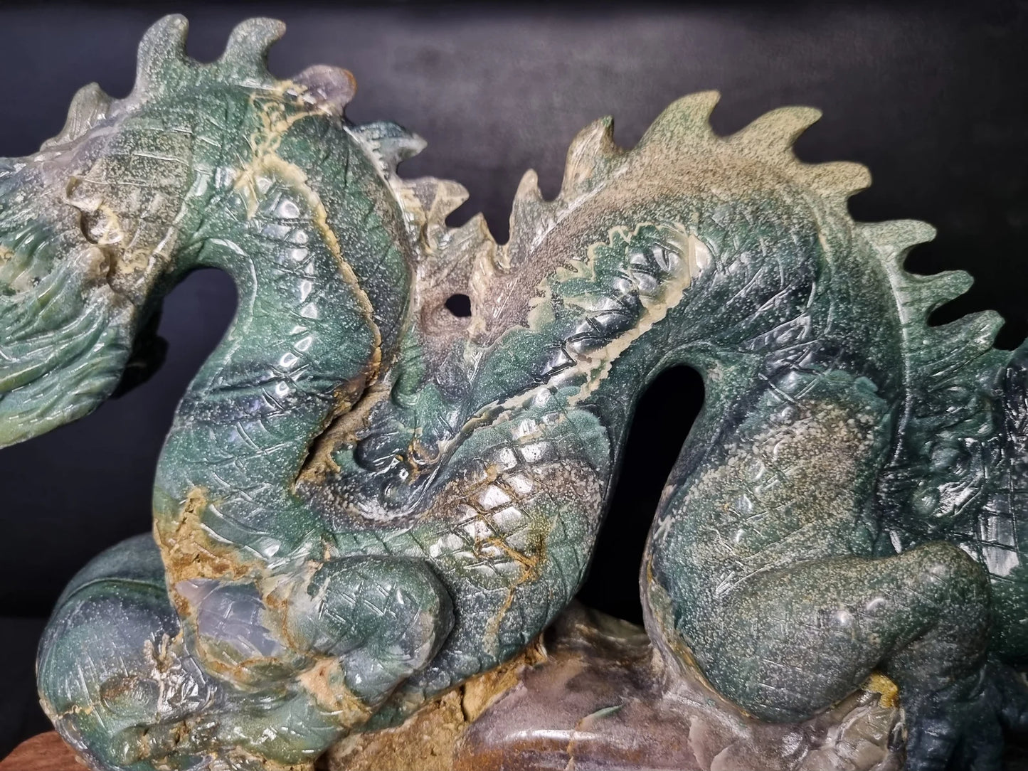 Grape Agate Dragon Carving - Incredible Art Grape Agate Carved Dragon