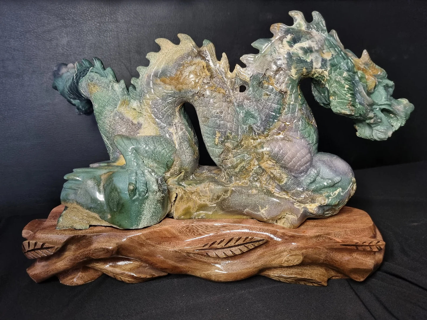 Grape Agate Dragon Carving - Incredible Art Grape Agate Carved Dragon