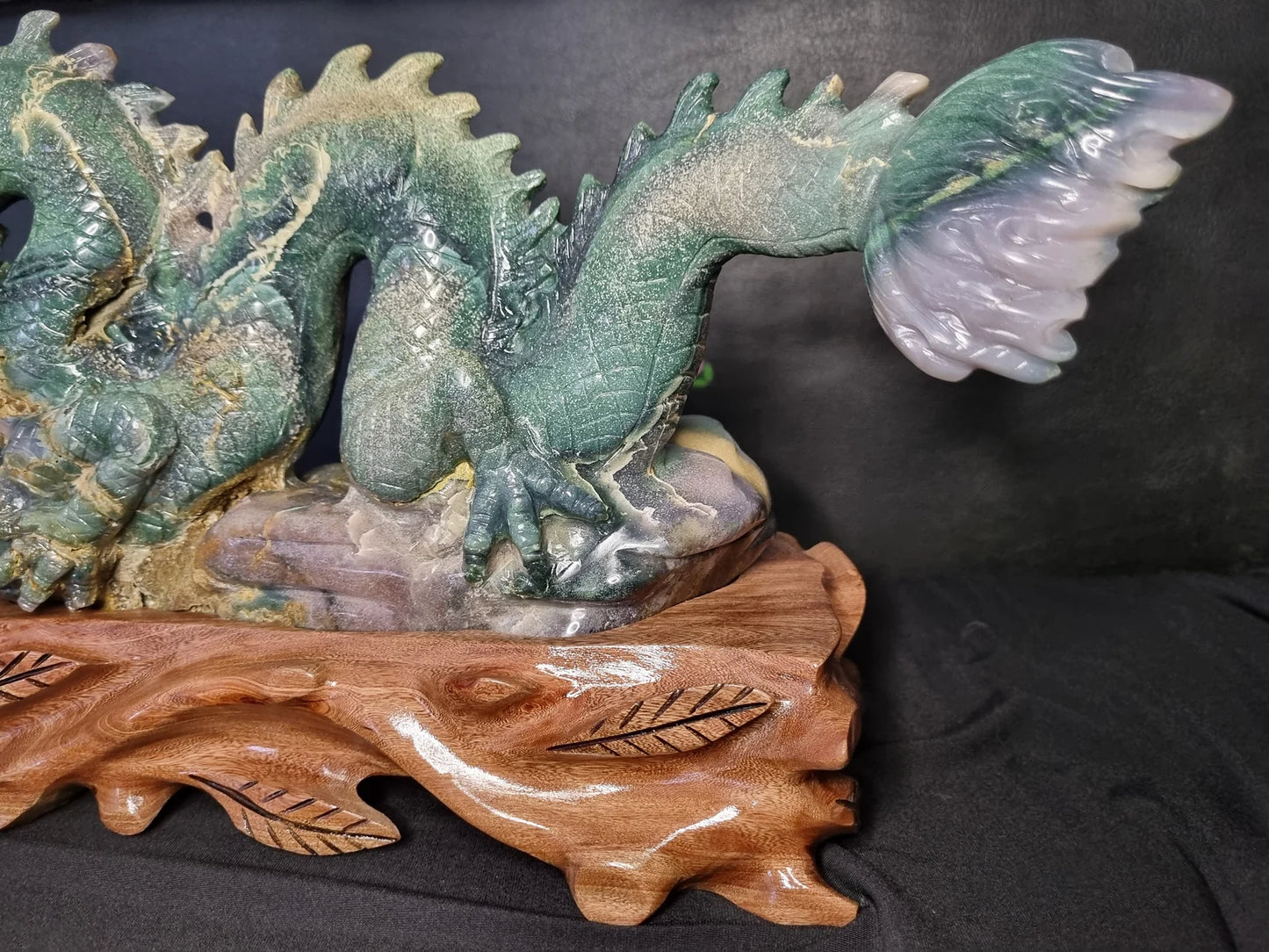 Grape Agate Dragon Carving - Incredible Art Grape Agate Carved Dragon