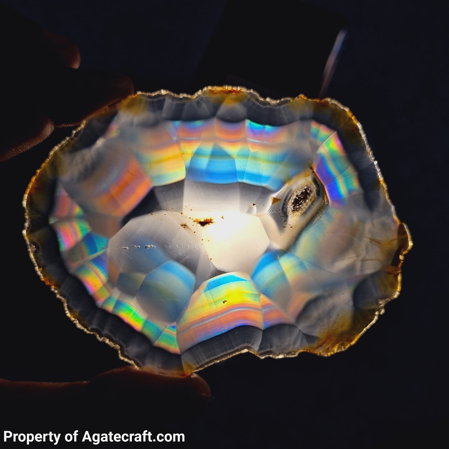 Stunning Rainbow Iris Agate Slice - Rare Collection of Indonesia Rainbow Iris Agate