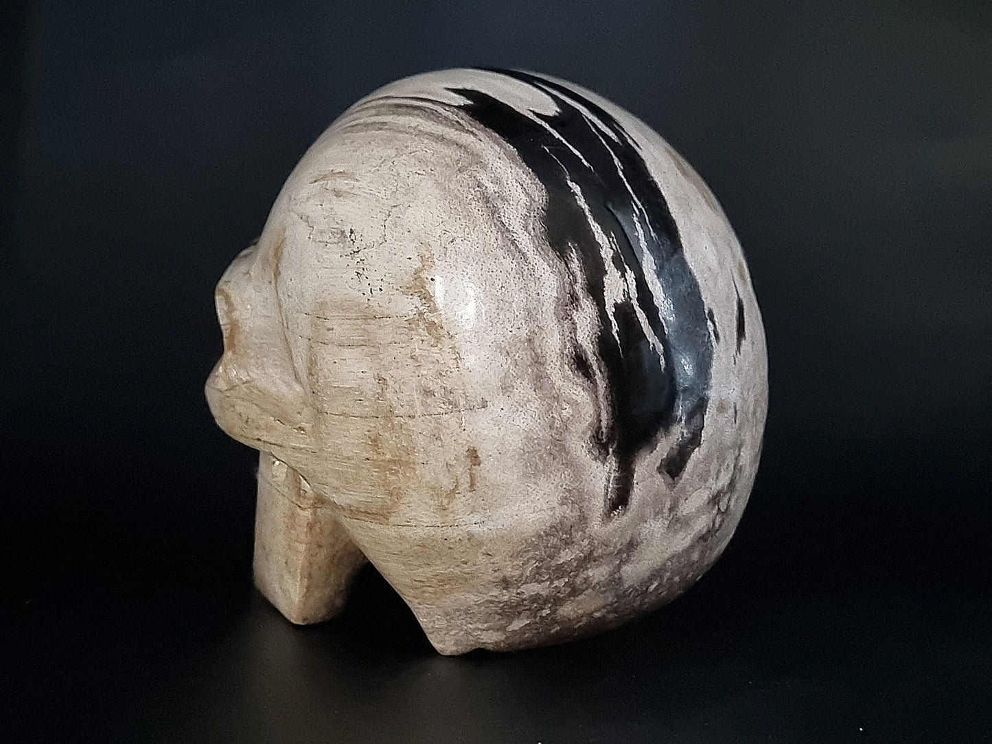 Fossilized Wood Carved Skull