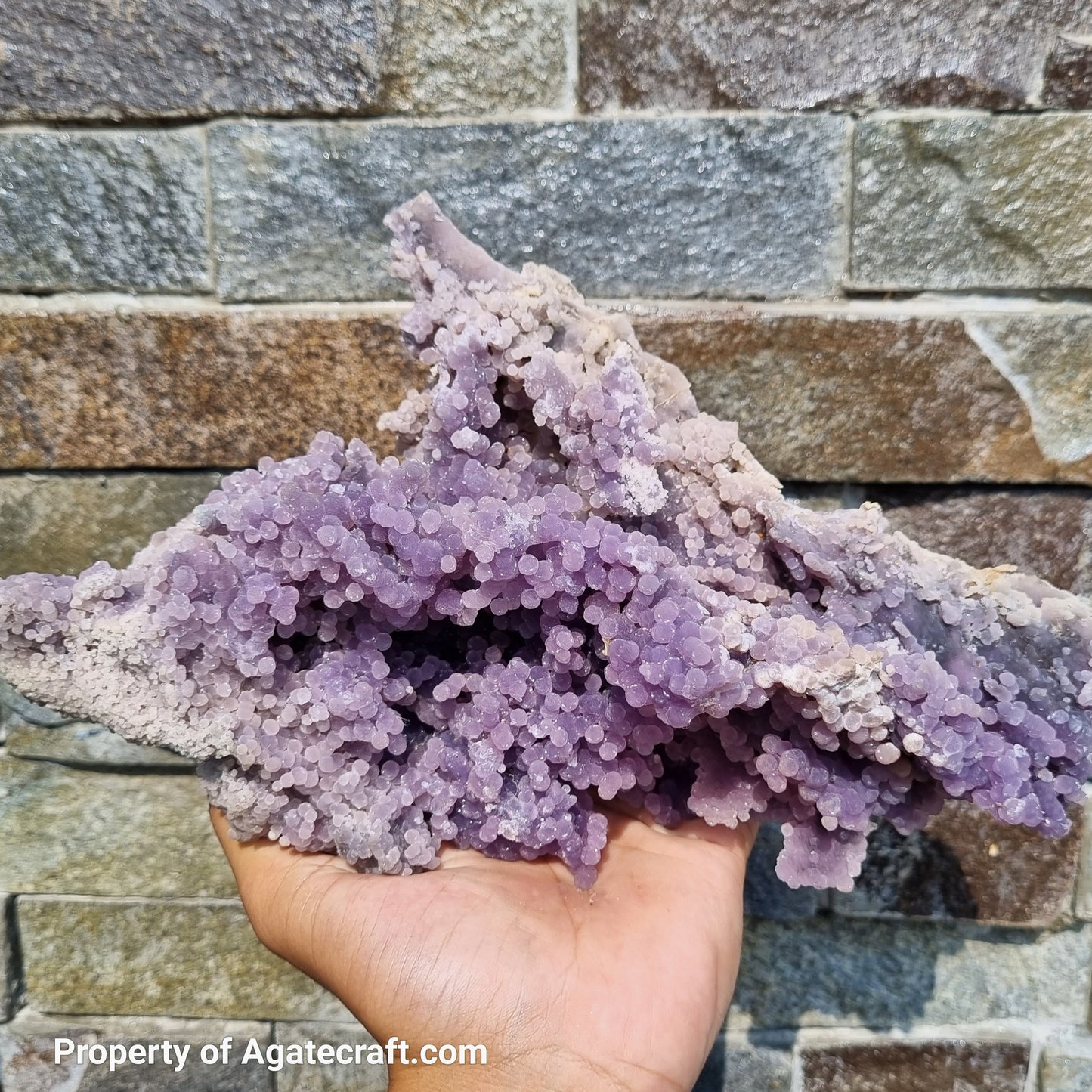 Beautiful Specimen of Grape Agate Covered with Crystal Druzy, Sparkling Grape Agate, Crystal Healing Agate, Botryoidal Grape Agate