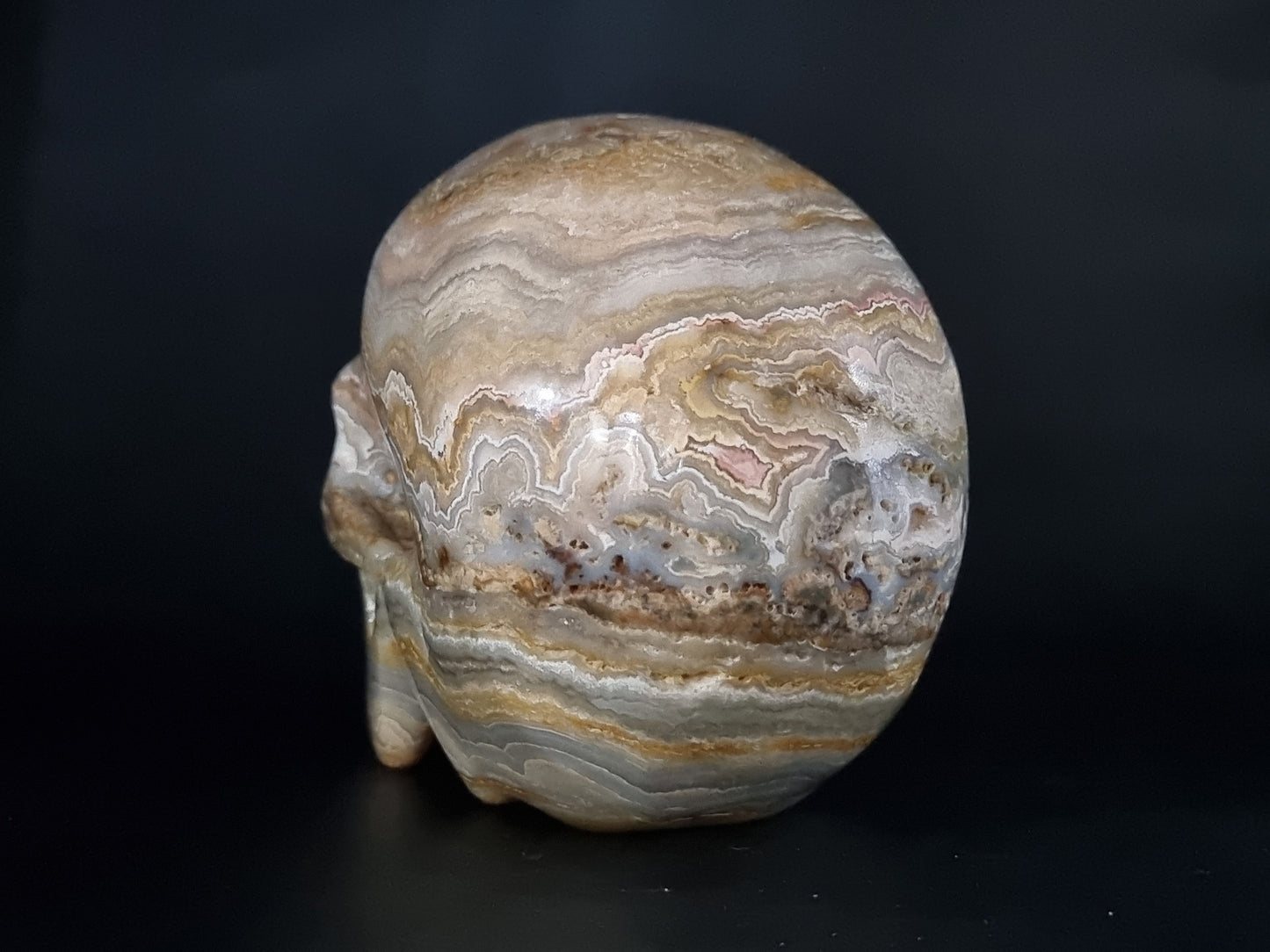 Crazy Lace Agate Carved Skull