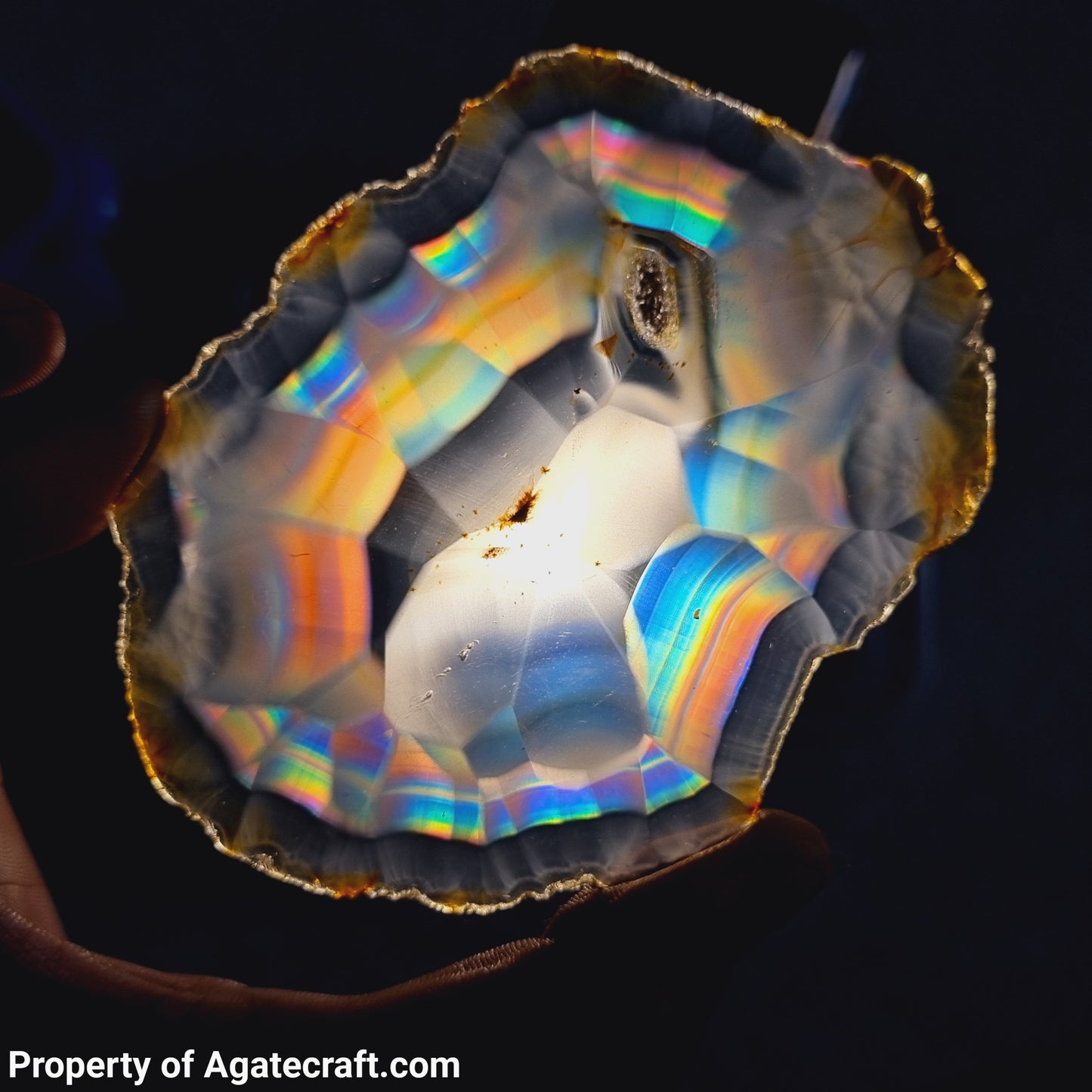 Stunning Rainbow Iris Agate Slice - Rare Collection of Indonesia Rainbow Iris Agate