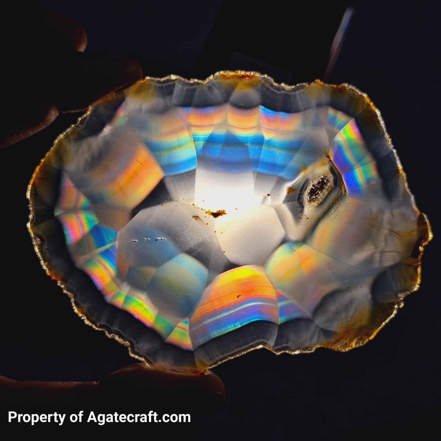 Stunning Rainbow Iris Agate Slice - Rare Collection of Indonesia Rainbow Iris Agate