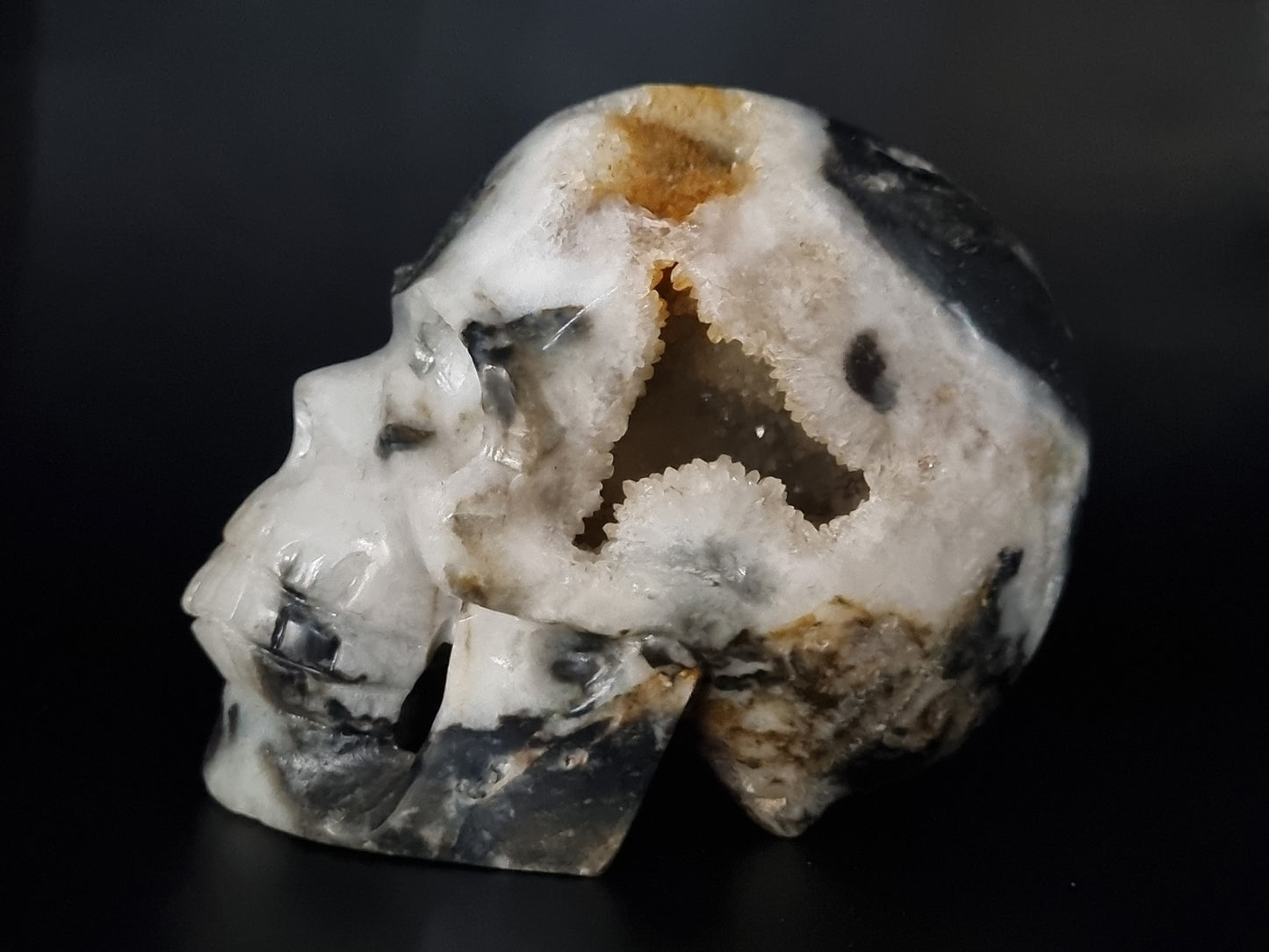 Druzy Sphalerite Stone Skull